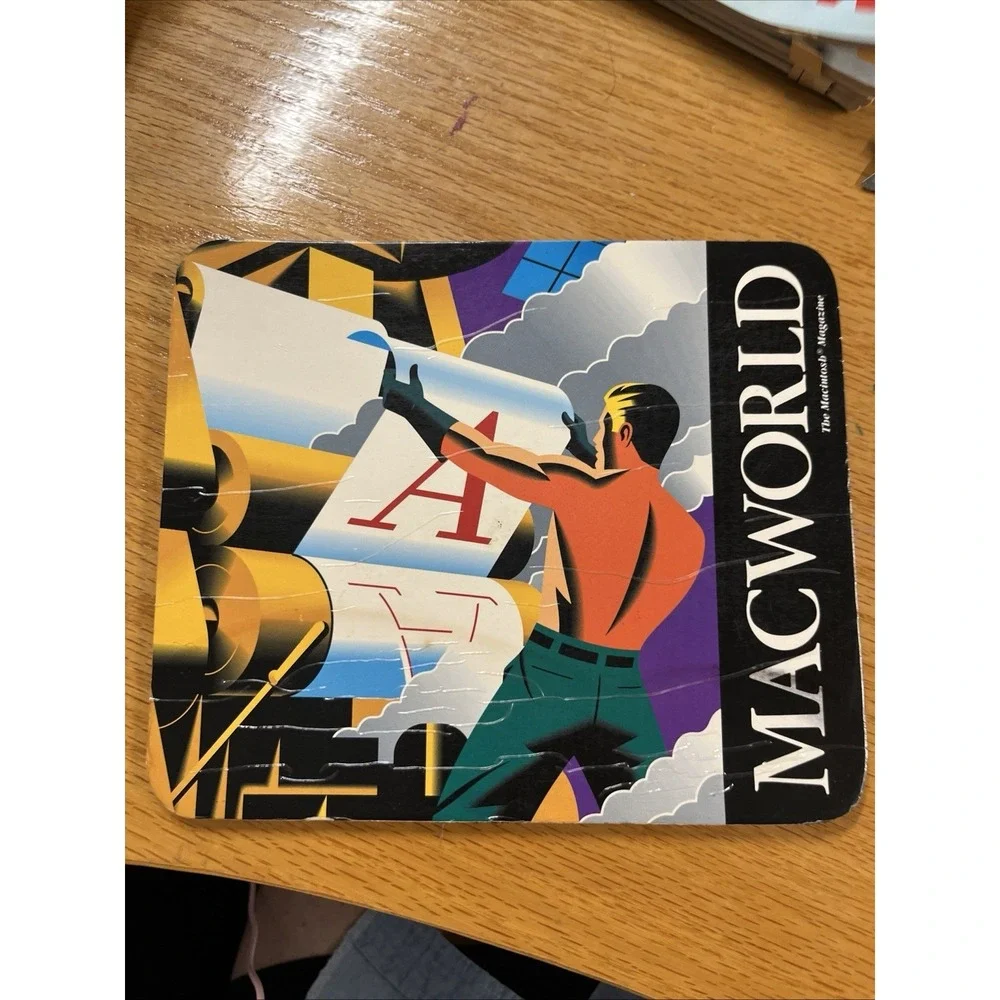 Rare Vintage 80s/90s Apple Macworld Magazine Promotional Mousepad Black